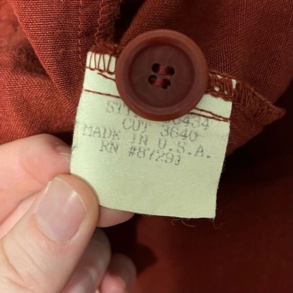 Johnny Was Collection Red Linen Rayon Collared Button Jacket Blouse Size XS - Picture 5 of 7